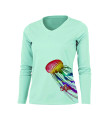 Sea Fear Women's 50+ UPF Long Sleeve Rash Guard Scuba Diving, Snorkeling, Jellyfish, Seagrass