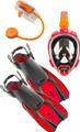 Ocean Reef Aria QR+ Duo Travel Set Red L/XL Mask S/M Fins Snorkie Talkie