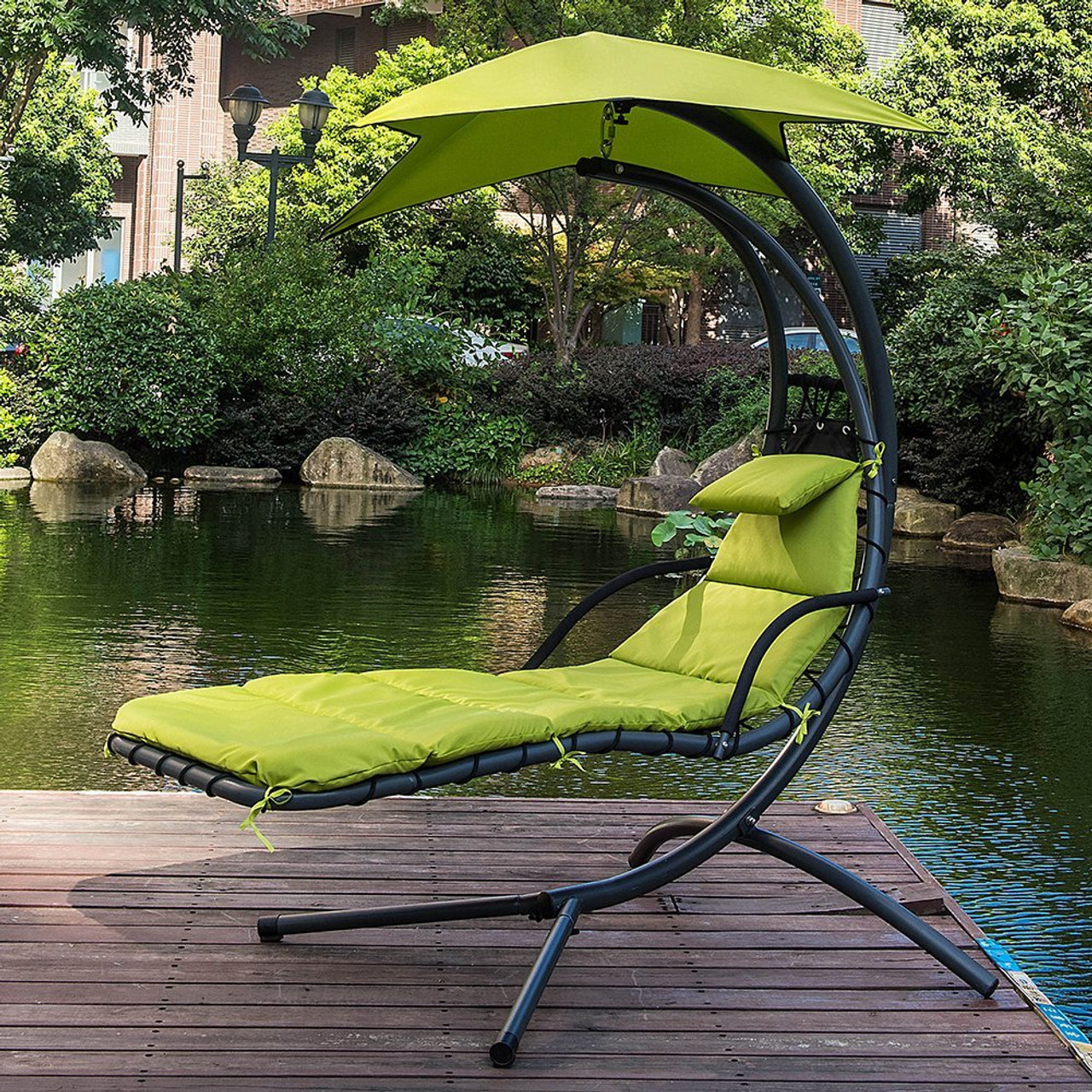 hanging lounge chair with umbrella