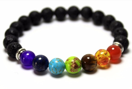 7 Chakra Bead & Lava Bracelet