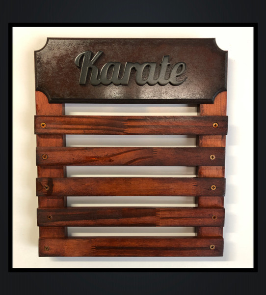 Medal Display with 5 Wooden Bars- Personalise with Name 