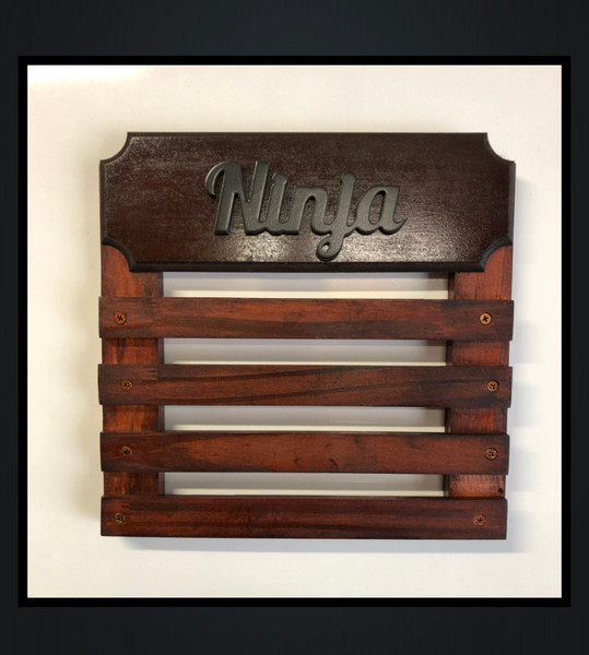 Medal Display with 4 Wooden Bars- Personalise with Name 