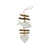 10709 WJ 1 FISH & 1 HEART ON DRIFTWOOD 47cm x 14cm x 1cm