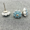 17065 PUMPKIN WHITE & BLUE DOORKNOB 18 SMALL RED FLOWER 7x4x4cm
