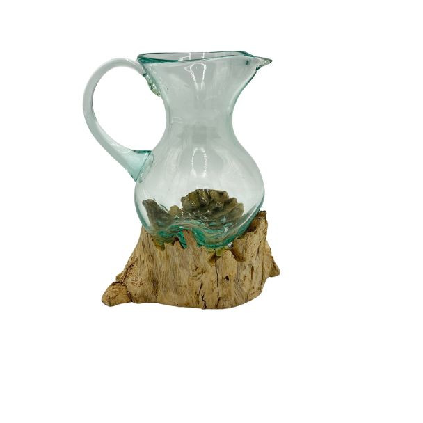 6540 GLASS JUG ON WOOD STAND