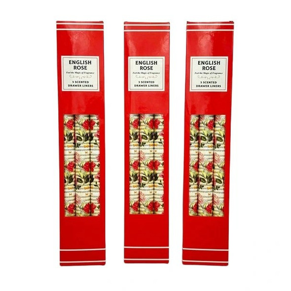 7457 ENGLISH ROSE 3 SCENTED DRAWLINERS 43x8x3cm