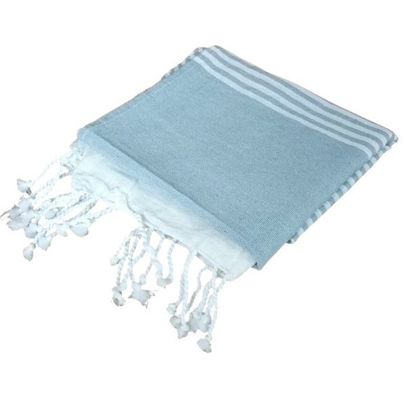 10092 TEAL SOLID WHT STRP TOWEL 90X170cm