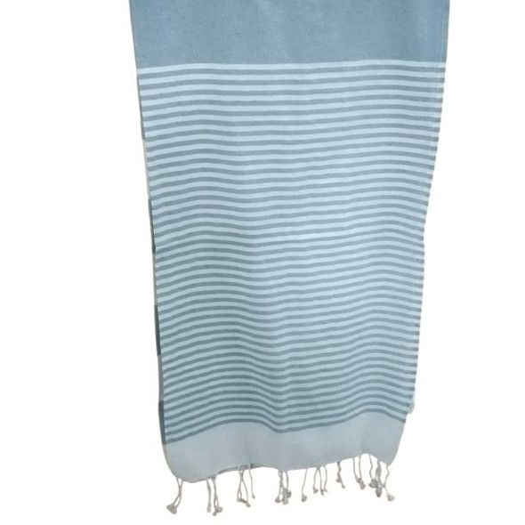 10092 TEAL SOLID WHT STRP TOWEL 90X170cm