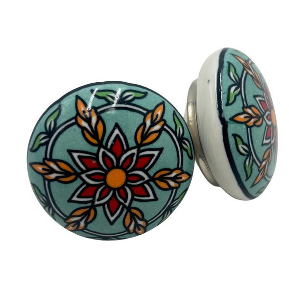 12669 LRG SOLID TEAL WITH RED FLOWER DK 4x4x6cm