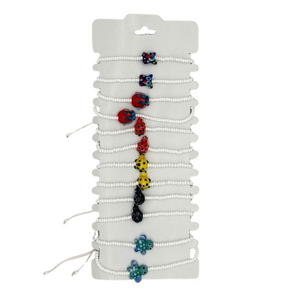 12855 NJM PLAIN BEAD GLASS MIX ANIMAL BNG 23x10x1cm