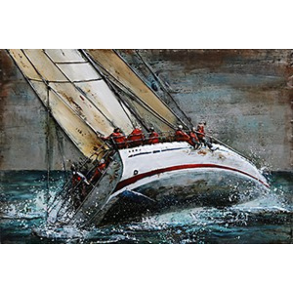 8266 1644 SAIL BOAT ON ROUGH SEA 120x80cm