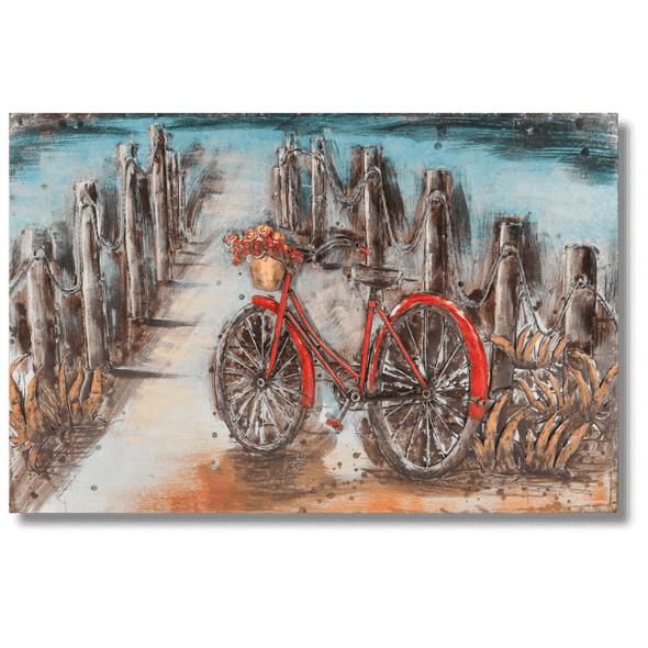 7160 0970 RED BIKE ON BRIDGE 80x120cm