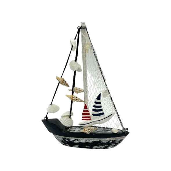 11898 CC B&W WASH BOAT WITH NET & SHELL     19x14x2cm