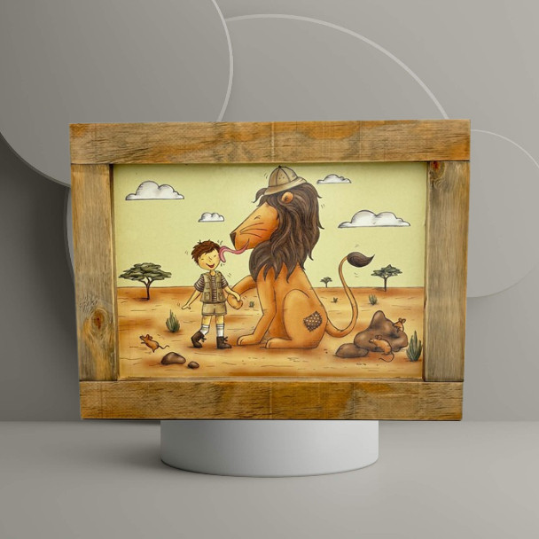 8704 4 BOY AND LION A3 50x38x2cm