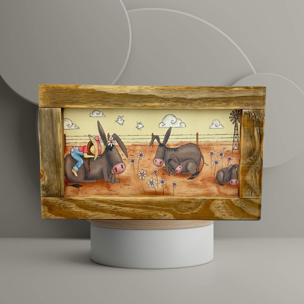 8732 2 20X40CM GIRL AND DONKEY 50x31x2cm