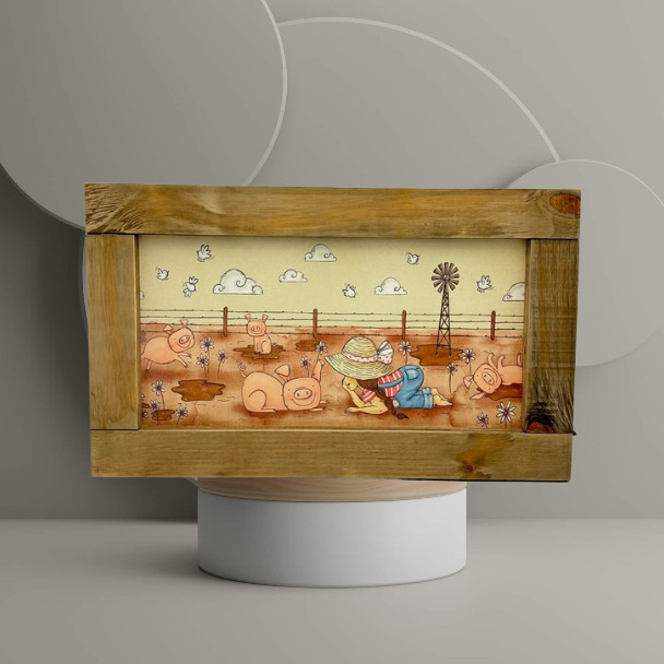 8737 7 20X40CM GIRL AND PIGS 50x30x2cm