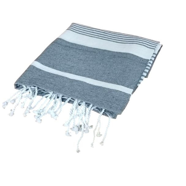 12636 LIGHT GREY WHITE MANY STRIPE TOWEL 90X170cm