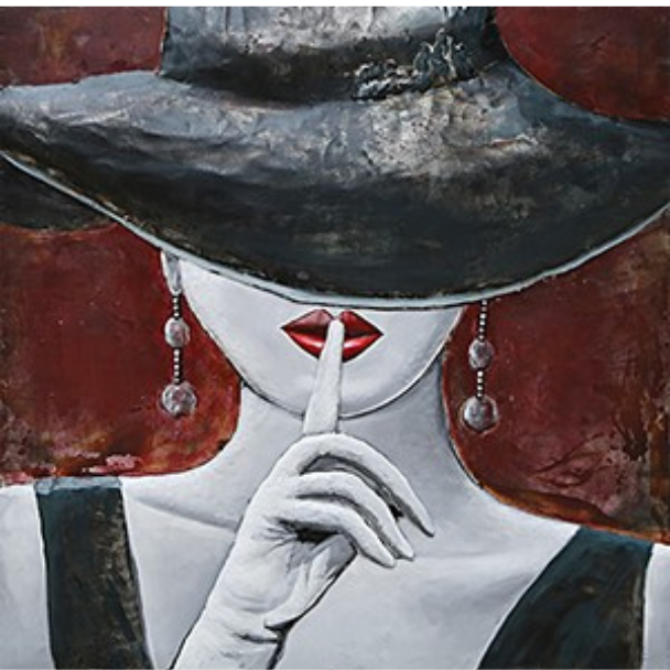 7825 1471CT LADY WITH HAT AND FINGER 100x100cm