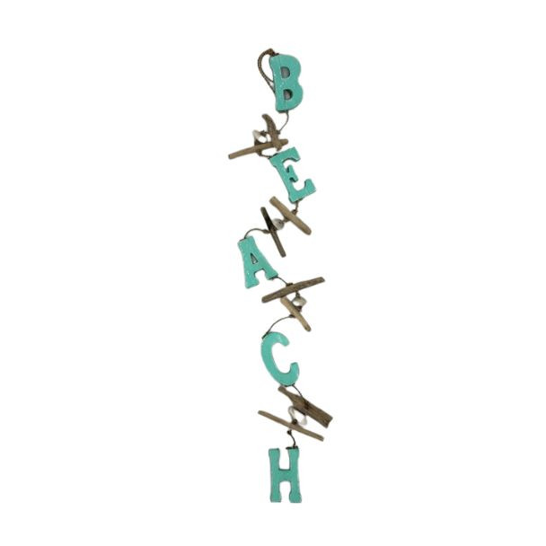 11815 PS BEACH SIGN ON DRIFTWOOD HANGING             120x5x5cm