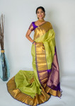 This breezy and artistically weaved Kanchipuram Organza saree is a perfect choice for any occasion. Comes with a tastefully designed embroidered blouse. This breezy and artistically weaved Kanchipuram Organza saree is a perfect choice for any occasion. Comes with a tastefully designed embroidered blouse.