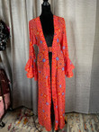 Meet our most fun and vibrant design- a multi-purpose Kimono, just in time for fall and all the festivities. A perfect layering piece whether at beach, brunch or get together. Our Kimonos are light weight, vibrant, and versatile. Featuring bell sleeves. Comes with a detachable belt. Length 50". Can be hemmed if needed.