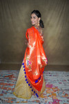 Intricately handwoven pure silk Paithani dupatta. Big enough to be draped for a saree like look.
