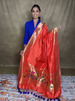 Intricately handwoven pure silk Paithani dupatta. Big enough to be draped for a saree like look.