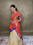 Intricately handwoven pure silk Paithani dupatta. Big enough to be draped for a saree like look.