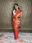 Intricately handwoven pure silk Paithani dupatta. Big enough to be draped for a saree like look.