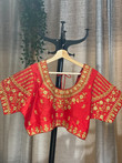 Elegant blouse with intricate thread embroidery in gold. Fits XL-XXXL.