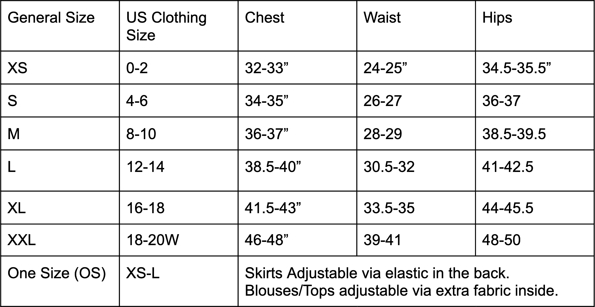 Size guide