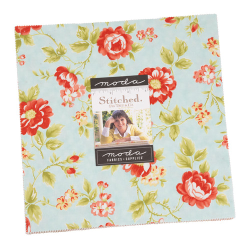 Moda Fabric Precuts Layer Cake - Stitched by Fig Tree & Co Moda Fabric Precuts Layer Cake - Stitched by Fig Tree & Co