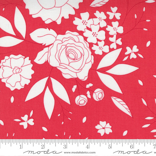 Moda Fabric - Beautiful Day - Corey Yoder - Blooms Floral Rose Large Floral Tonal Floral Scarlet #29132 31