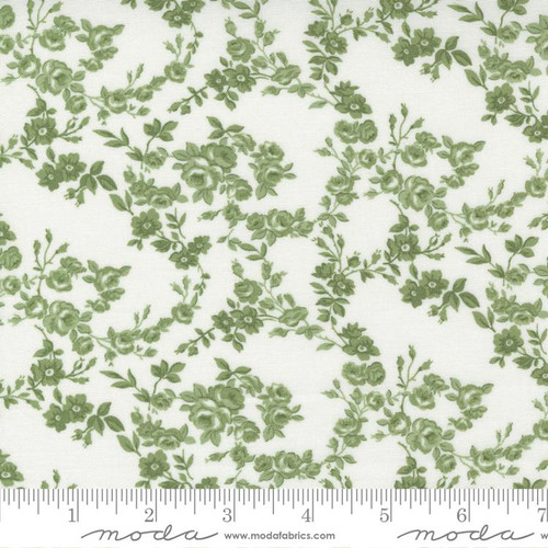 Moda Fabric - Nantucket Summer - Camille Roskelley - Surfside Small Floral - Cream and Grass #55263 26