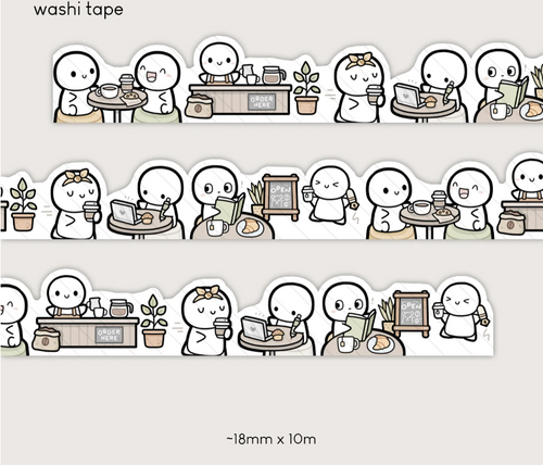 TheCoffeeMonsterzCo - At The Café Die-Cut Washi Tape - 18mm