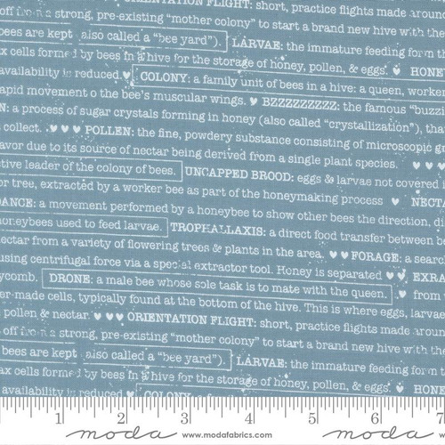 Moda Fabric - Wild Honey - Lella Boutique - Buzz Words Text and Words - Sky #5254 14