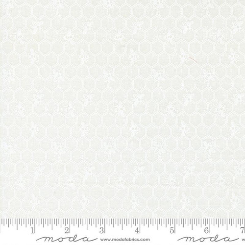 Moda Fabric - Wild Honey - Lella Boutique - Honeycomb Novelty Bees Blender - White #5253 21