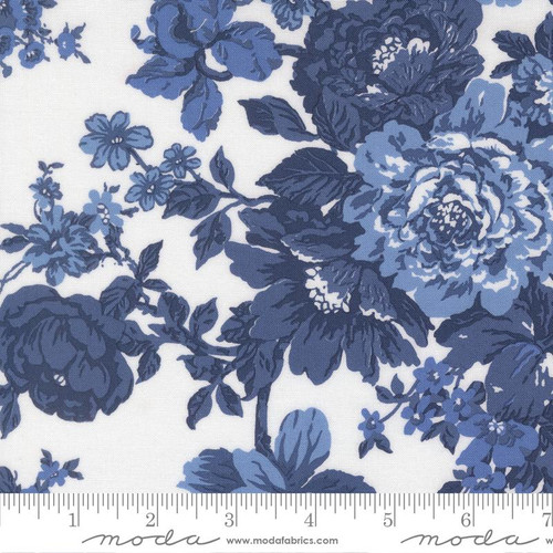 Moda Fabric - Blueprint - Camille Roskelley - Heirloom Florals - White Navy #55330 26