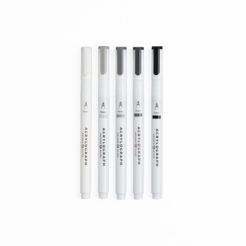 Archer & Olive - Grayscale Acrylographs Pens - Set of 5