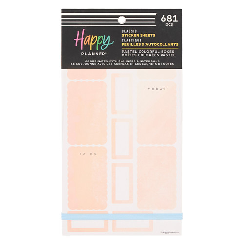 The Happy Planner - Me and My Big Ideas - Classic Value Pack Stickers - Pastel Colorful Boxes (#681)