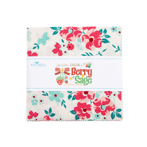 Riley Blake Fabrics - Charm Pack - Berry & Sage by Lori Holt of Bee in My Bonnet 