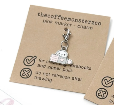 TheCoffeeMonsterzCo - Marker Emotis - Lobster Clasp Charm - Pink