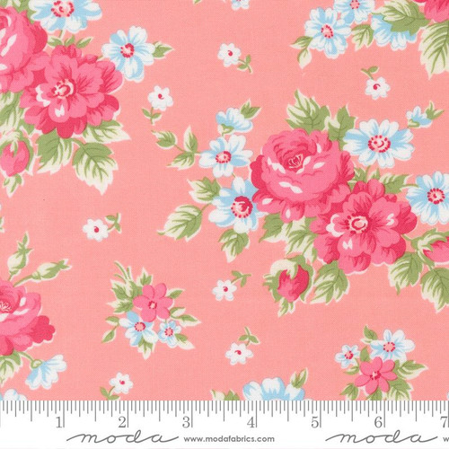 Moda Fabric - A Cat Named Stitch - Camille Roskelley - Blooming Florals Cabbage Rose - Blush #55340 17
