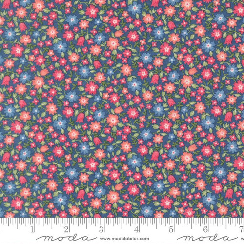 Moda Fabric - A Cat Named Stitch - Camille Roskelley - Lucky Small Floral - Sea #55342 14
