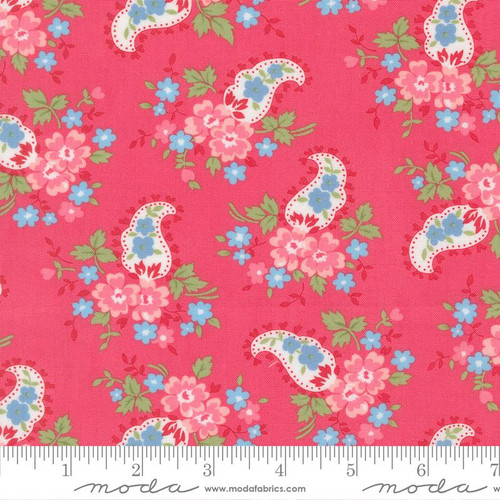 Moda Fabric - A Cat Named Stitch - Camille Roskelley - Sweet Paisley Floral - Rosie #55346 18