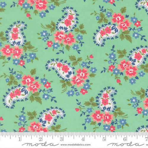 Moda Fabric - A Cat Named Stitch - Camille Roskelley - Sweet Paisley Floral - Green #55346 19