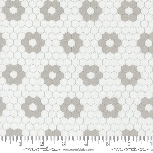 Moda Fabric - A Cat Named Stitch - Camille Roskelley - Quilted Blenders Hexagons Geometric - Cream Grey #55343 25