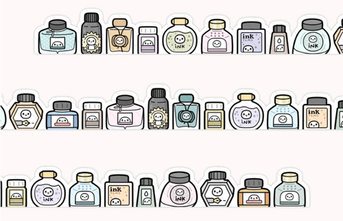 TheCoffeeMonsterzCo - Washi Tape - Ink Bottle Doodles 3.0 Die-Cut (14mm)