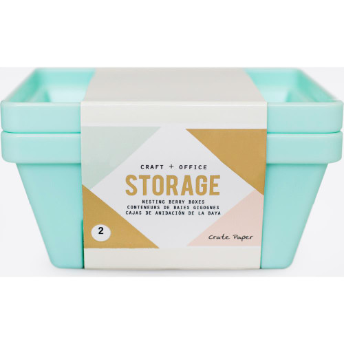 Crate Paper - Desktop Storage Nesting Berry Containers - Set of 2 - Light Teal