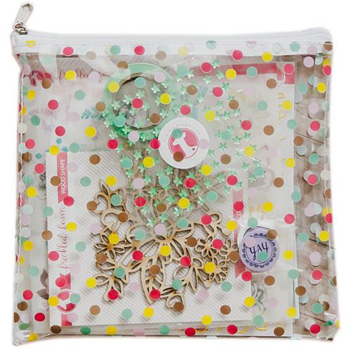 Freckled Fawn - Printed Clear Plastic Zippered Pouch 8" x 8" - Spring Polka Dot